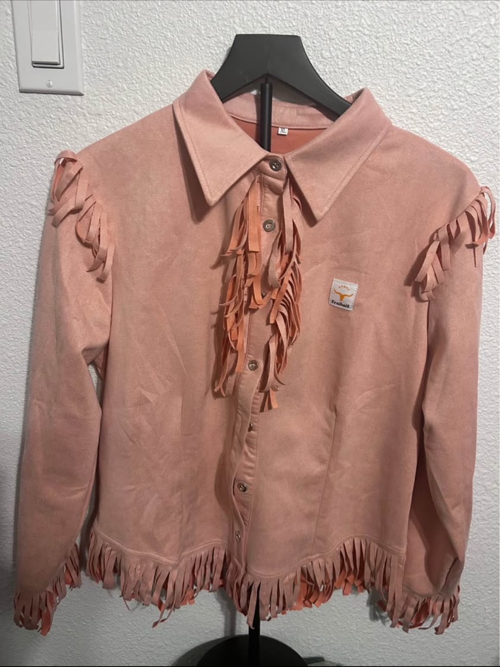 Freiheit Pink Fringe Button-Down Shirt - Picture 4 of 4